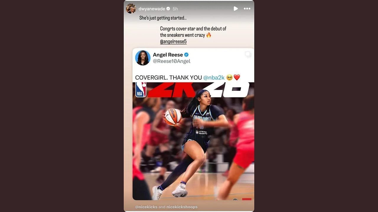 Dwayne Wade praises Angel Reese on his IG story. (Credits: @dwynaewade/Instagram)